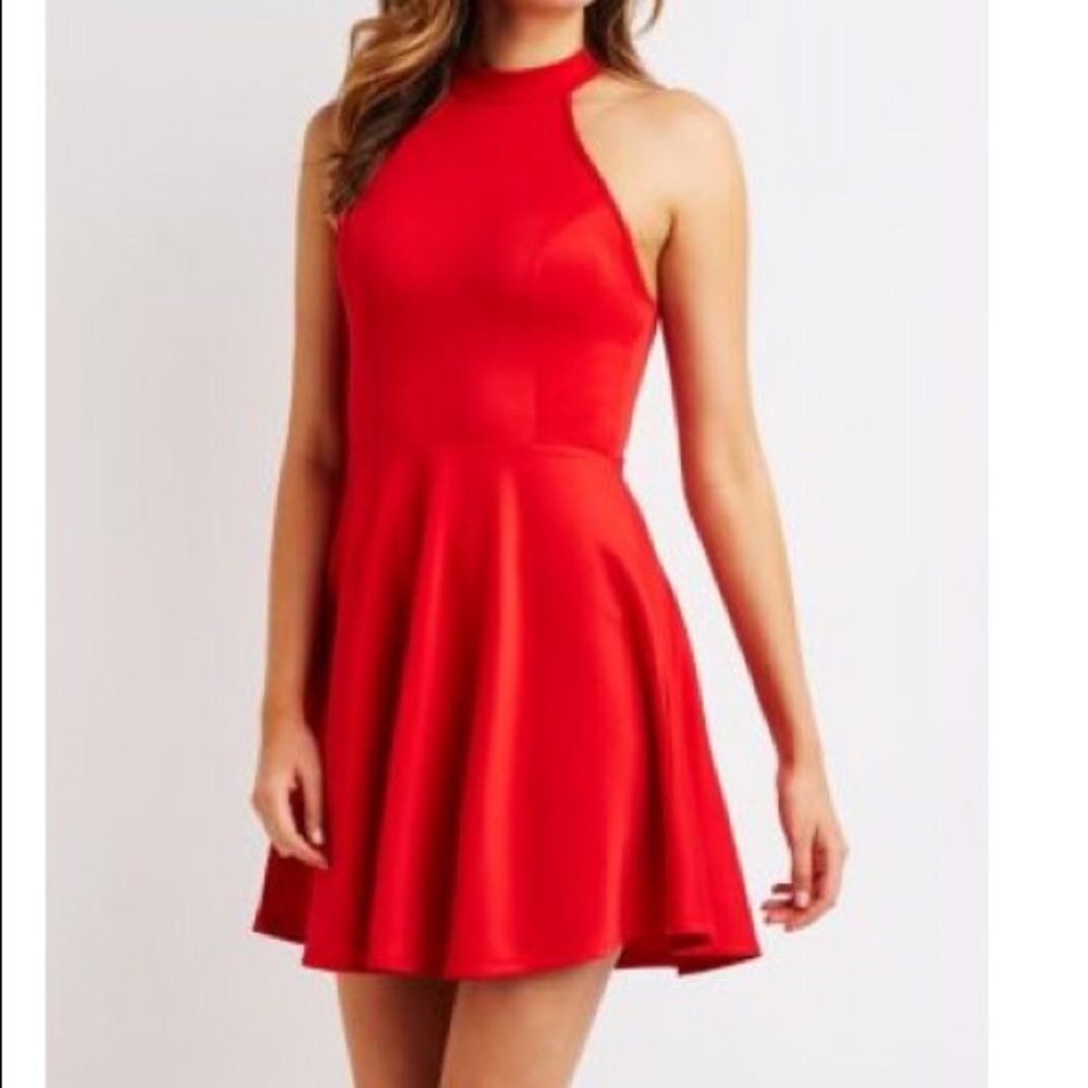 Red fit and flare dress